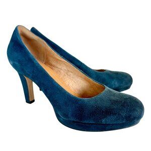 Clarks Artisan Women's High Heel Pumps Size 10M Delsie Bliss Teal Suede Leather